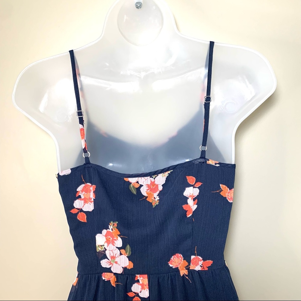 Abercrombie & Fitch Navy Floral Mini Dress XS Spaghetti Strap Coquette Romantic - Picture 10 of 14